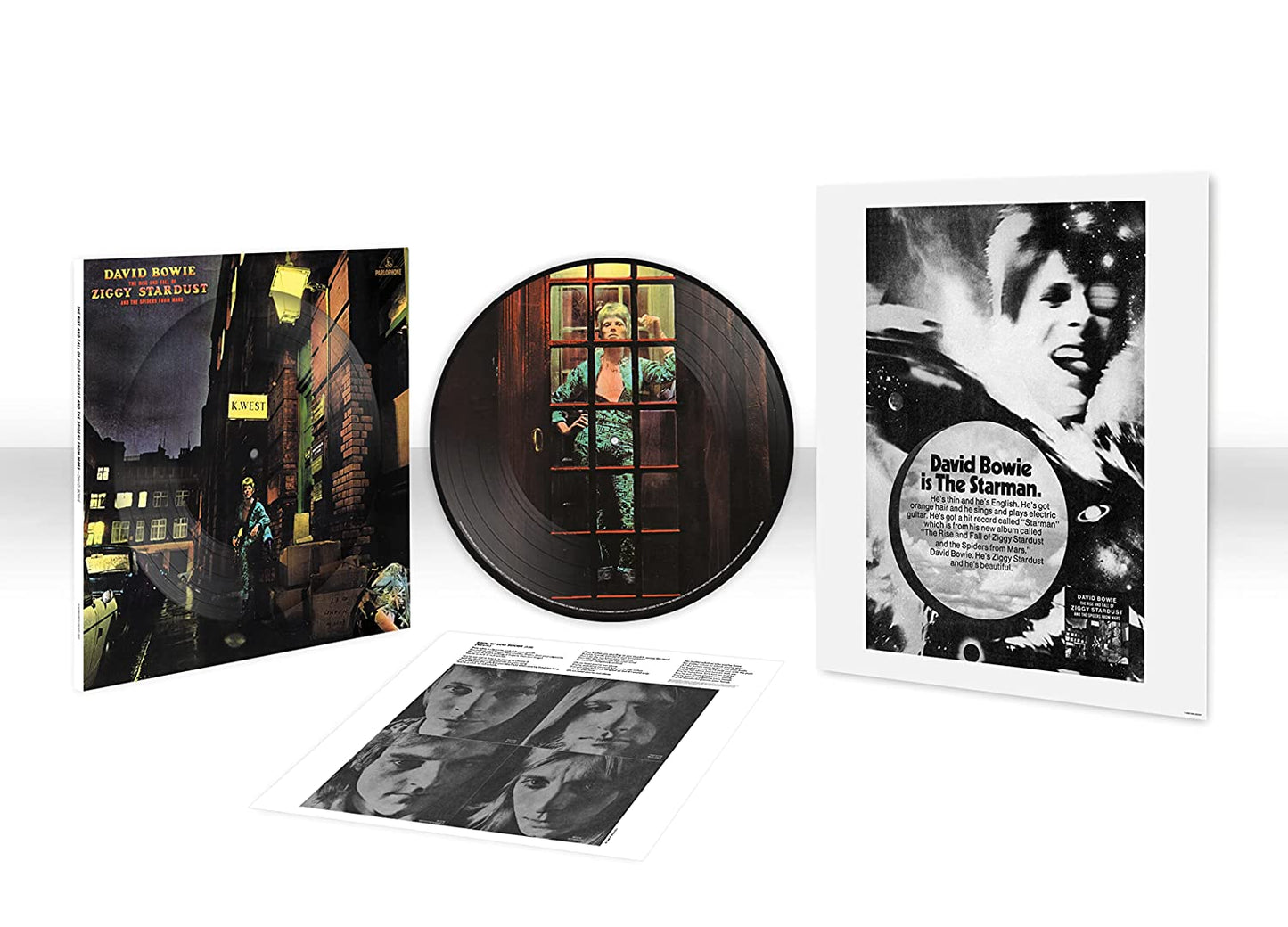 David Bowie – The Rise and Fall of Ziggy Stardust and the Spiders From Mars LP (50th Anniversary Picture Disc, 2012 Half-Speed Remaster, Poster)